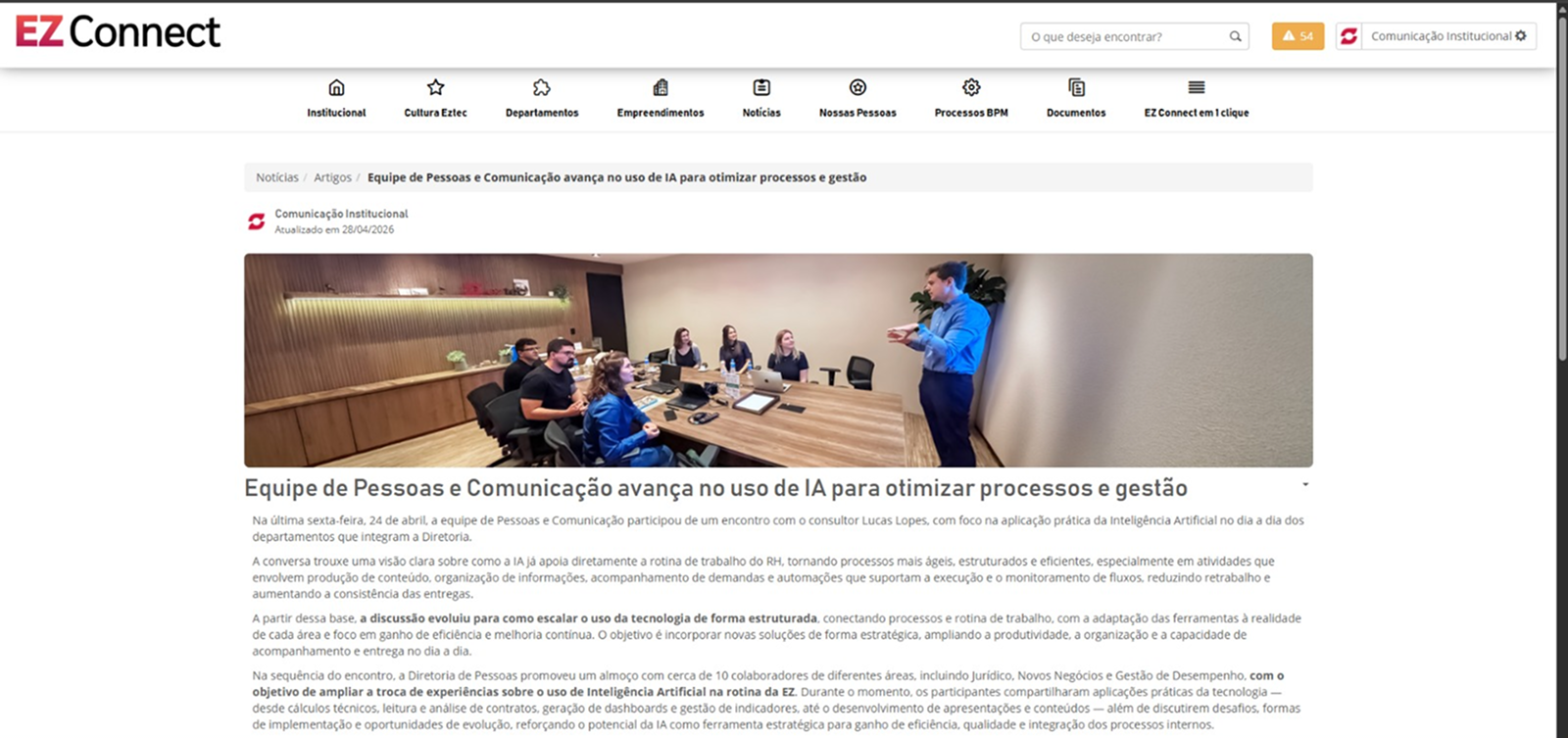 Eztec - Artigo sobre I.A. na gestao