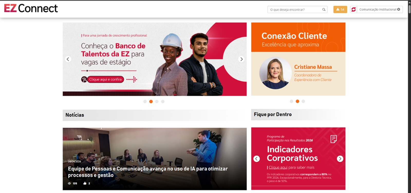 Eztec - Portal interno com destaque para Winner.IA